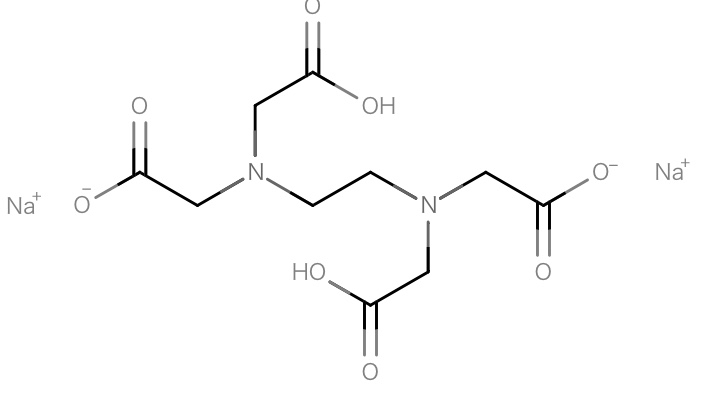 エチレンジアミン四酢酸二ナトリウム。キレート効果による品質安定剤として。